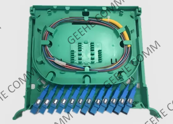 단일모드 SC UPC 팬아웃 12 핵심 광섬유 PLC 분배기 0.9 밀리미터 선반 장착