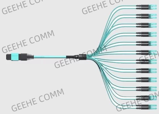 12x LC 두 부분으로 된 OM4 광섬유 케이블에 대한 50/125 다중 모드 MPO