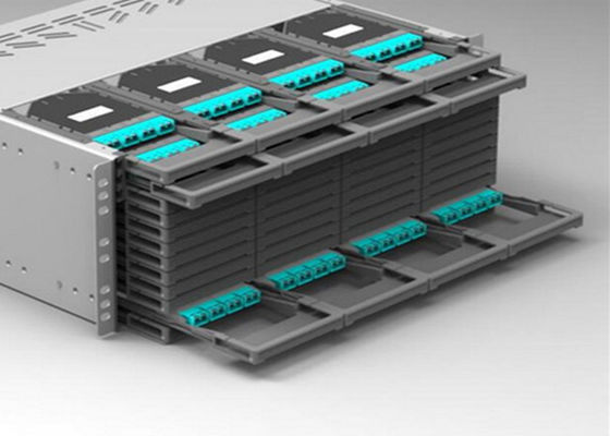 후면 케이블 관리 바 MPO CSUPC 카세트 OM3 광섬유 유형, 조직적인 광섬유 라우팅 및 신호 손실 감소 용이