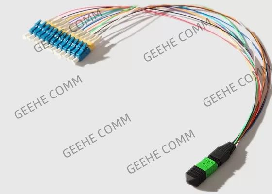 0.9 밀리미터 단일모드 12 핵심 MPO To12 LC 광 패치 코드
