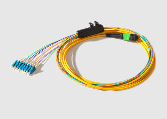 8 Ｘ LC 섬유 브레이크아웃 케이블에 대한 한 개의 방식 2.0MM 40G MPO