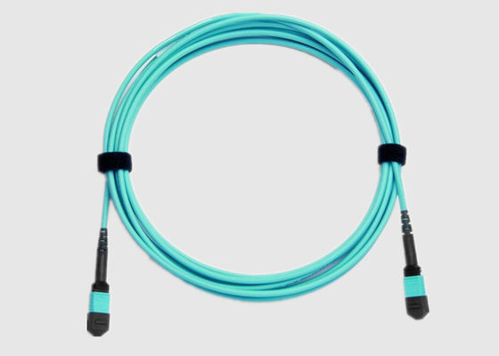 연한 녹청색 10Gbs 멀티 모드 24 섬유 OM4 MPO 패치 코드
