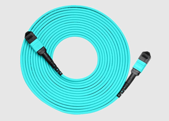 연한 녹청색 10Gbs 멀티 모드 24 섬유 OM4 MPO 패치 코드